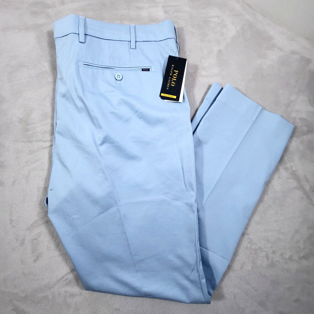Polo Ralph Lauren Performance Golf Pants Mens 38x32 Pleated Light Blue NWT READ